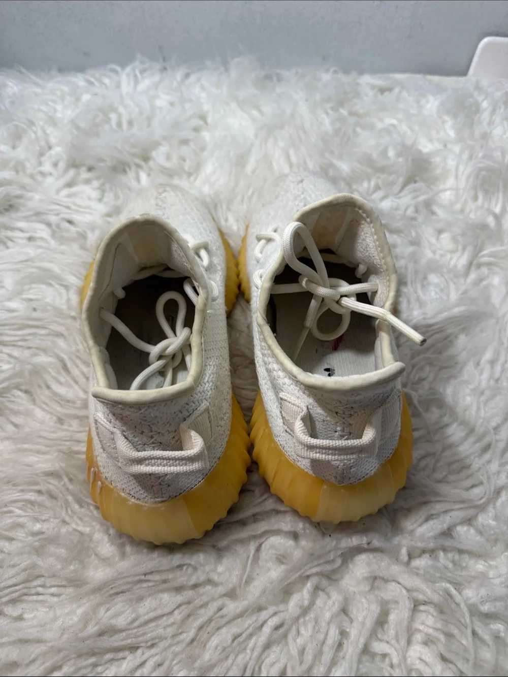 adidas Yeezy White Knit Sneakers with Cream Sole women’s Size 5 to 6
